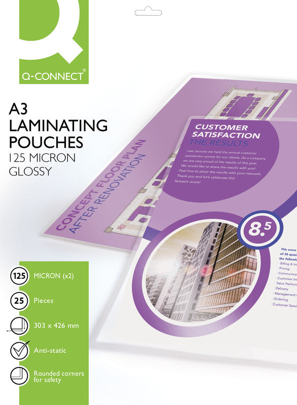 Connect Laminierfolien A3, glänzend – 125 µm, 303 × 426 mm, 25 Stk.