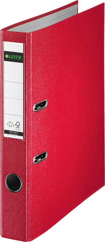 Leitz Ordner 180° Swiss Edition – A4 hoch – 2-Ring Hebelmechanik, Rücken 52 mm – rot, mit Griffloch, FSC