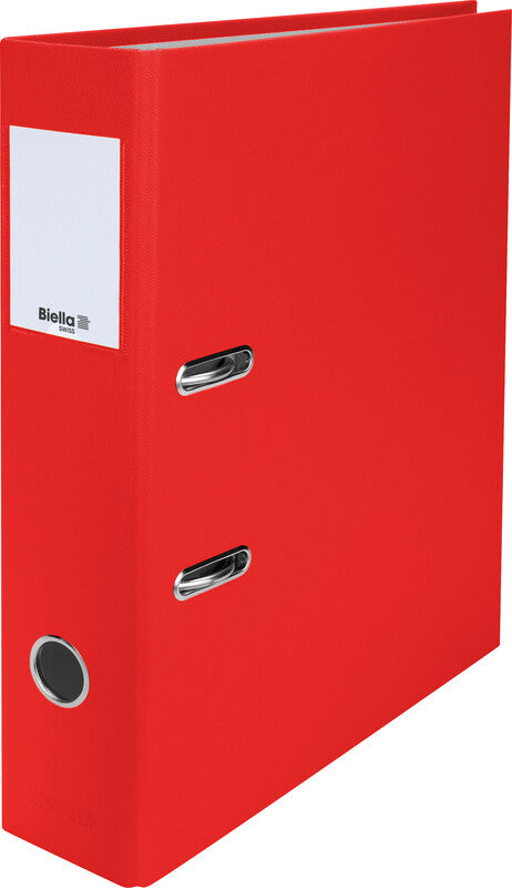 Biella Ordner – A4 hoch – 2-Ring Hebelmechanik, Rücken 70 mm – rot, Karton, mit Niederhalter, FSC