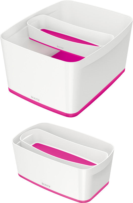Leitz Aufbewahrungsschale MyBox – ABS-Kunststoff, Weiss/Pink Metallic, 30,7 × 5,5 × 10,5 cm