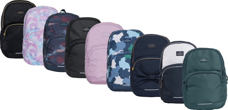Beckmann Schulrucksack Sport Junior – rPET Polyester – Bloom, Grau, 310 × 450 × 220 mm