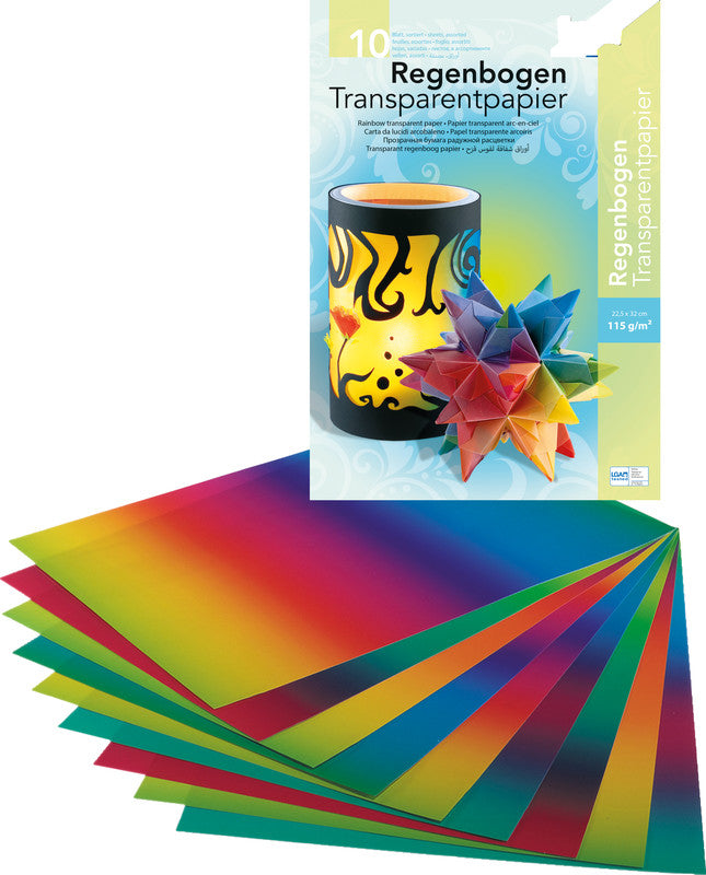 Folia Transparentpapier – 22,5 × 32 cm, 115 g/m², mehrfarbig, 10 Bogen, zum Basteln