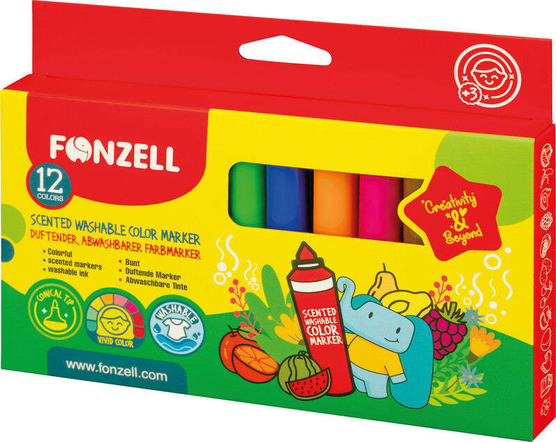 Fonzell Filzstifte, Strichbreite 7,8 mm, 12 Farben