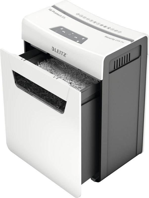 Leitz IQ 8X Protect Premium – Aktenvernichter, DIN P-4, Partikelschnitt 4 × 28 mm, 8 Blatt, 14 l, A4