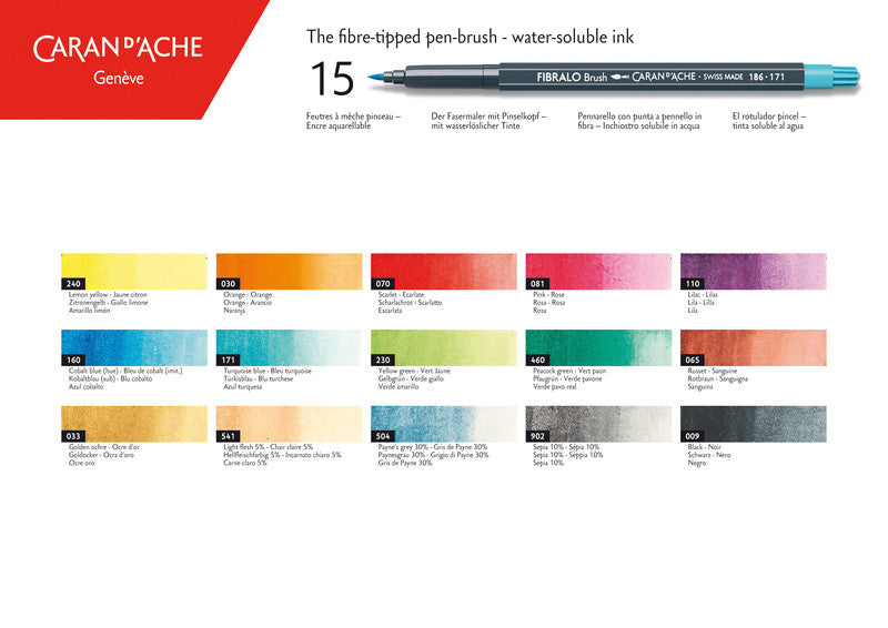 Caran d-Ache Caran d'Ache – Fasermaler Fibralo Brush, Strichbreite 0,5–5 mm, auswaschbar, 1 Stk.