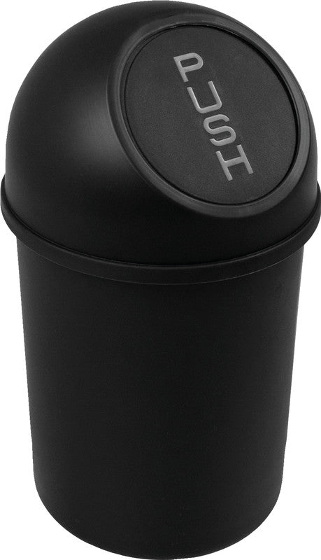 Helit Tisch-Abfallbehälter – 6 l – mit Deckel – Kunststoff, schwarz – Ø 214 × H 357 mm