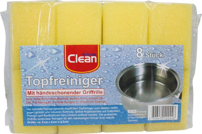 Elina clean Universalschwamm – Kunststoff, Gelb, für Metallbehälter, Gusspfannen, Backbleche