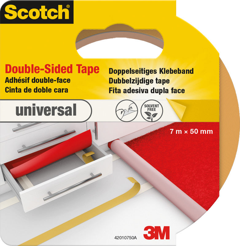 Scotch Montageband Universal, für glatte Oberflächen – 50 mm × 7 m, weiss