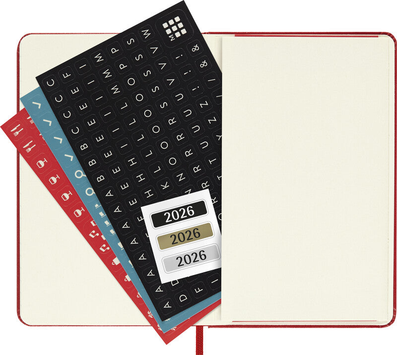 Moleskine Agenda – 1 Woche/1 Seite, gebunden, 9 × 14 cm, Jan–Dez, Englisch, scharlachrot, FSC