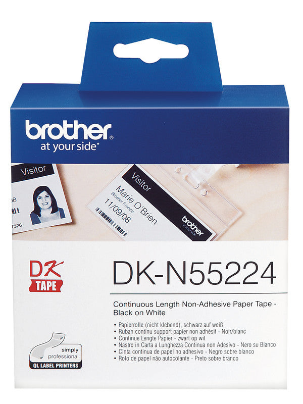 Brother Endlos-Kartonschilder DK, 54 mm × 30,5 m, weiss, Papier, nicht klebend
