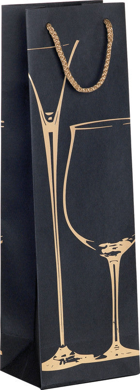 Zoewie Geschenkbox – Glas Wein – Heissfolienprägung, Gold – für Flaschen – 120 × 390 × 90 mm