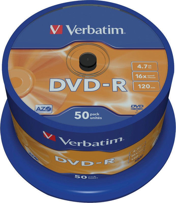 Verbatim DVD-R 16×, 4,7 GB – Spindel – 50 Stück