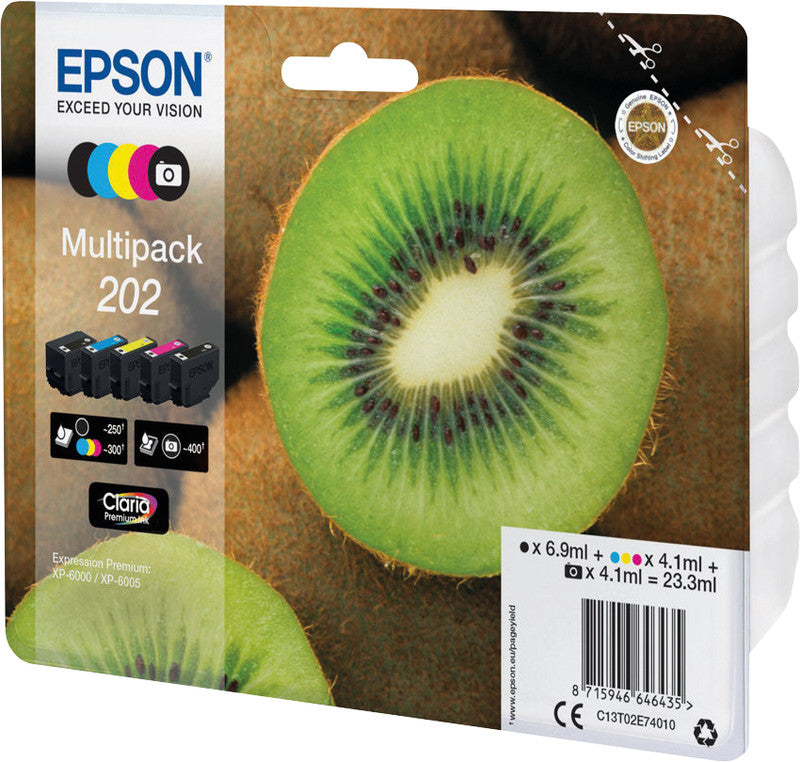 Epson Tintenpatronen-Multipack 202, CMYK, 5er-Pack – für Inkjetdrucker/Multifunktionsgeräte