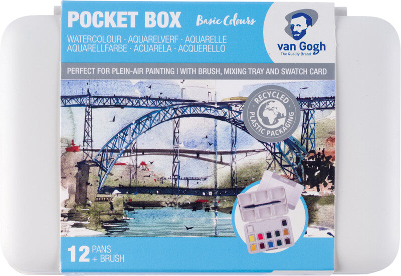 Van Gogh Aquarellfarben – Malkasten – 12 Farben, inkl. Pinsel, Schwamm