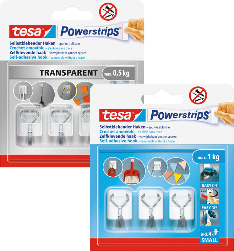 TESA Klebehaken – Kunststoff, Weiss – 3er-Pack