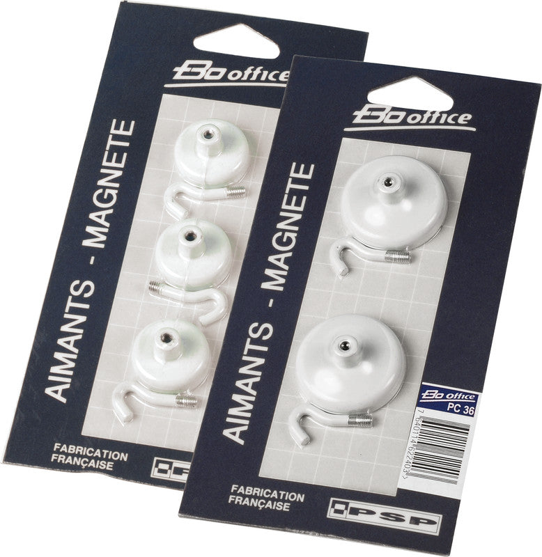 Booffice Starter-Kit, inkl. Hakenmagnete (Ø 25 mm), weiss, Haftkraft bis 4 kg – für Whiteboards – 3-teilig