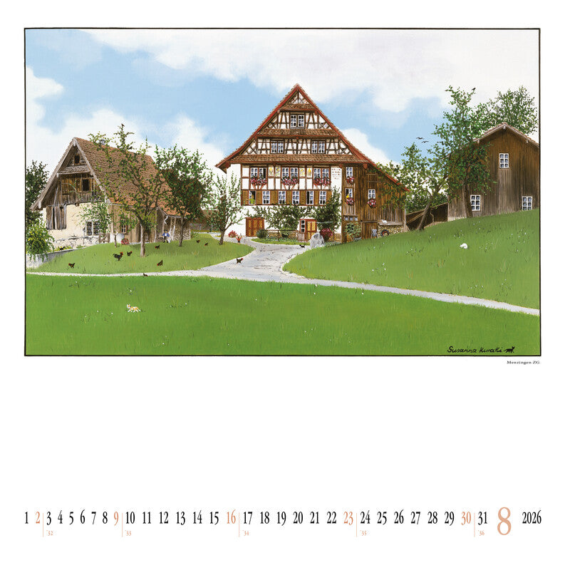 Kuratli Kunstkalender Bauernhäuser 2026 – 42 × 42 cm