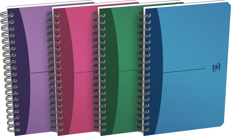 Elba Collegeblock Urban Mix, Spiralbindung, 90 Blatt, 90 g/m² – farbig sortiert (blau, grün, rot, lila)