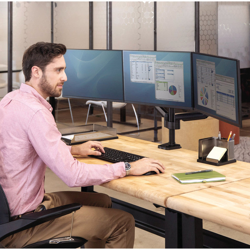 Fellowes Platinum – Monitorhalterung, 3 Monitore, Tischklemme, bis 27", VESA 75 × 75/100 × 100 mm, Schwarz