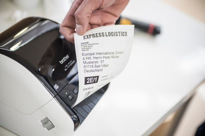Brother QL-1110NWB – Etikettendrucker, Thermodirekt, für DK-Rollen bis 101,6 mm, USB, WLAN, 300 dpi