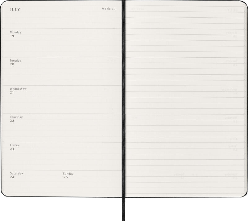 Moleskine Schüleragenda – 1 Woche/1 Seite, gebunden, 13 × 21 cm, 18 Monate Juli–Dezember, 2026/2027, Englisch, FSC