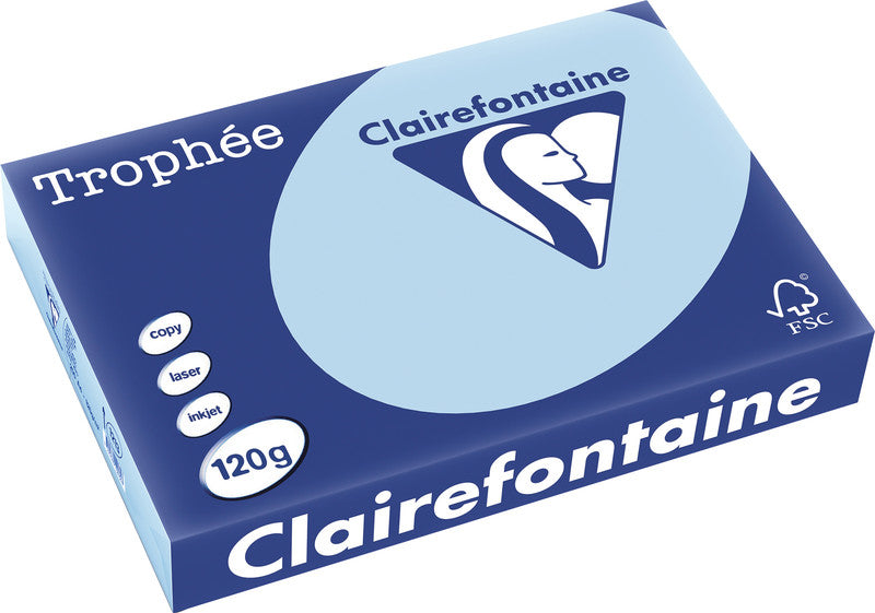 Clairefontaine Kopierpapier – A4, 120 g/m², Eisblau – für Inkjet/Laser/Kopierer – FSC, EU Ecolabel – 250 Blatt