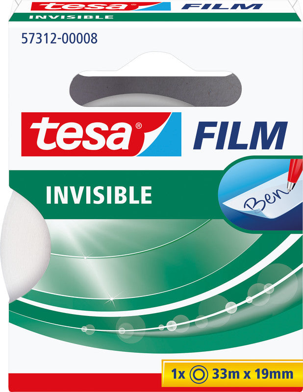 TESA Klebeband Film unsichtbar – permanent, matt, Kunststoff, 19 mm × 33 m, transparent