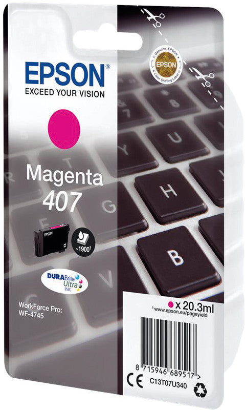 Epson Tintenpatrone 407, Magenta, 20 ml