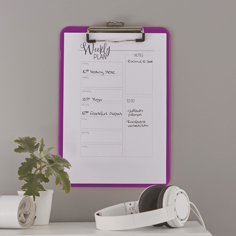 Leitz WOW Klemmbrett A4 – Kunststoff (PS), Metall – Violett – mit Aufhängeöse – bis 80 Blatt