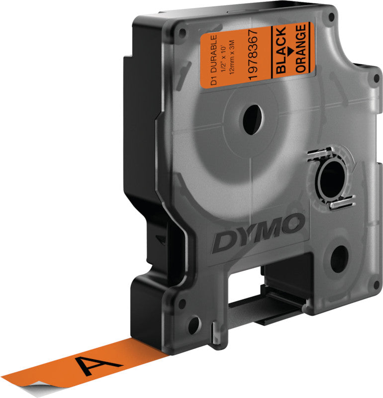 DYMO Schriftband – 12 mm × 3 m, orange, schwarz – für DYMO LabelManager: 160, 210D, 220 und weitere