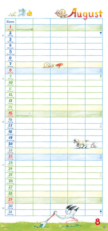 Heye Familienplaner Helme Heine – für Familien – 5 Spalten – Deutsch – 2027 – Spiralbindung – 21 × 45 cm