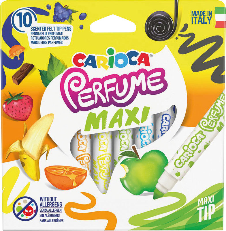 Carioca Filzstifte, Strichbreite 5,4 mm, duftend, auswaschbar ab 30 °C, 10 Farben