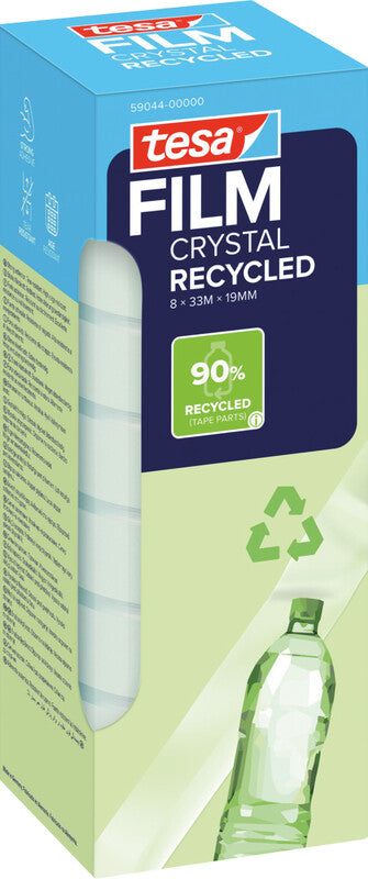 TESA Büro-Klebeband eco & crystal – permanent, PET, 19 mm × 33 m, transparent, 8 Rollen