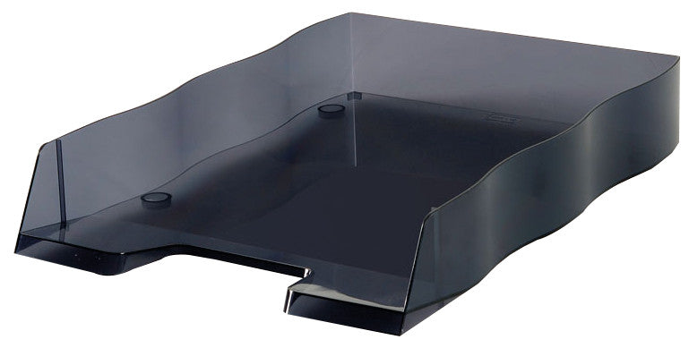 Styro Briefkorb – mit Beschriftungsfeld, hochglänzend, transluzentes Anthrazit, B 255 × H 62 × T 355 mm