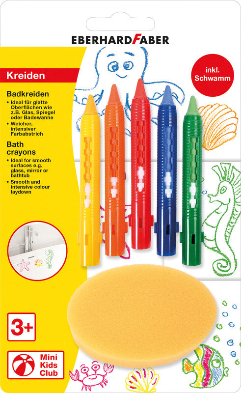Eberhard Faber Badkreiden Mini Kids – mehrfarbig – 5 Farben – für glatte Oberflächen
