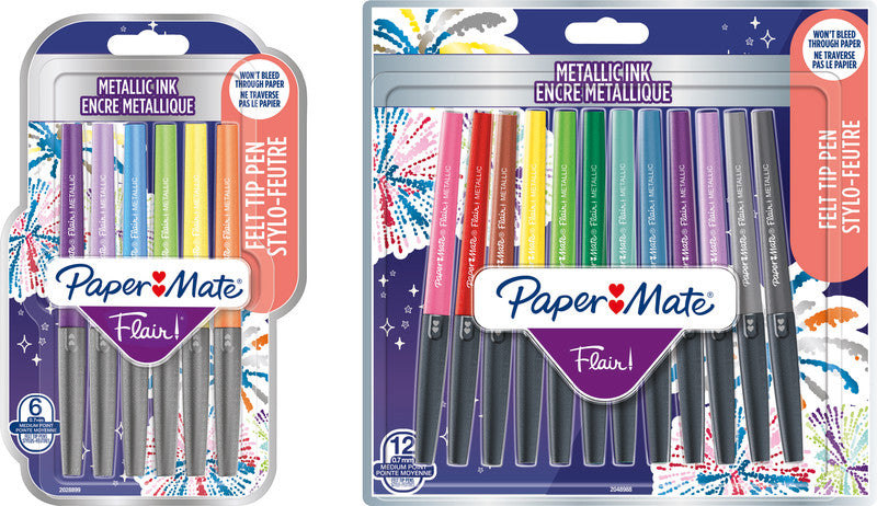 Papermate Filzstifte Flair Metallic, Strichbreite 0,7 mm, 6 Farben