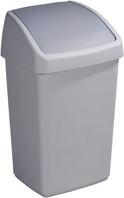Zwingo Abfallcontainer – 25 l – mit Deckel – Kunststoff, Grau – B × H × T 320 × 485 × 280 mm