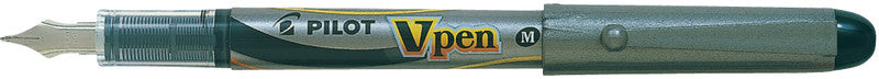 Pilot V-Pen Einwegfüllhalter – Federspitze M – für Rechts- & Linkshänder – Silber, Schwarz – Patronen