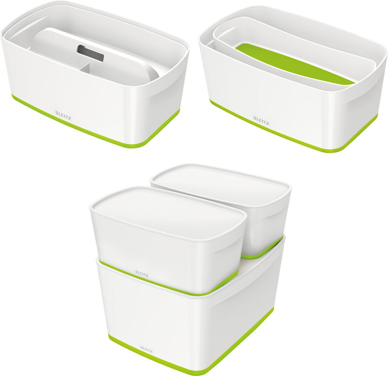 Leitz Aufbewahrungsbox – ABS-Kunststoff, Weiss/Grün, 31,8 × 12,8 × 19,1 cm