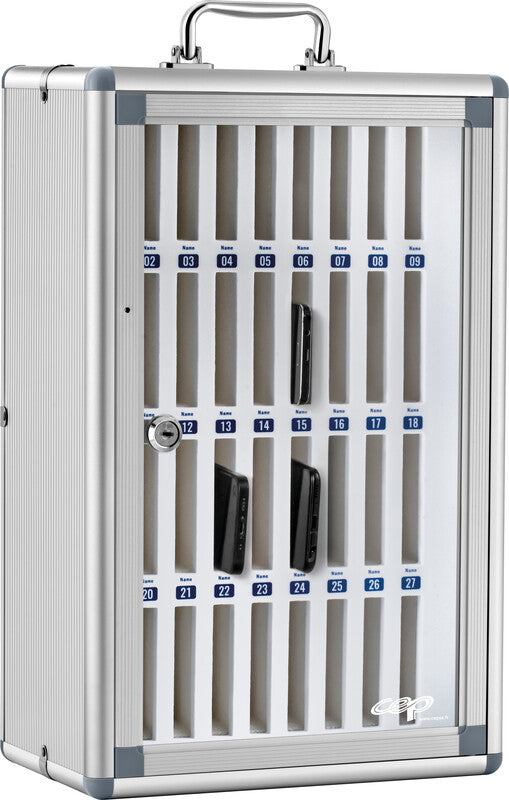 CEP Aufbewahrungsschrank für Telefone, abschliessbar, 290 × 190 × 465 mm, grau, Aluminium