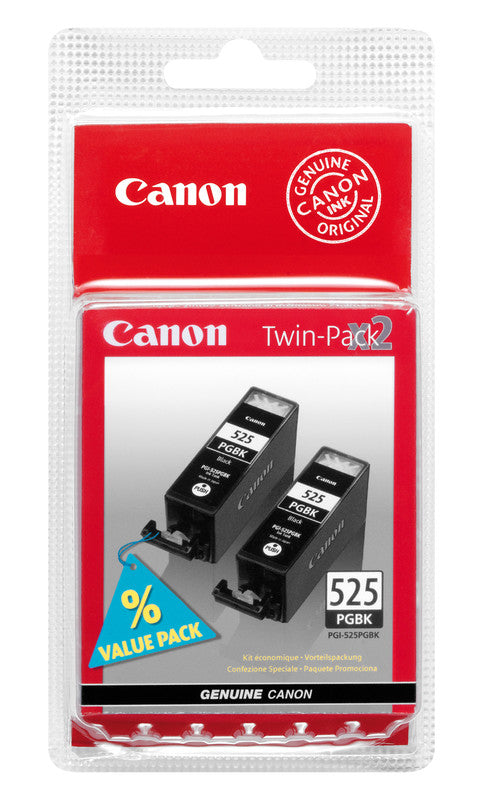 Canon Tintenpatronen-Multipack PGI-525BK, Schwarz, 2er-Pack