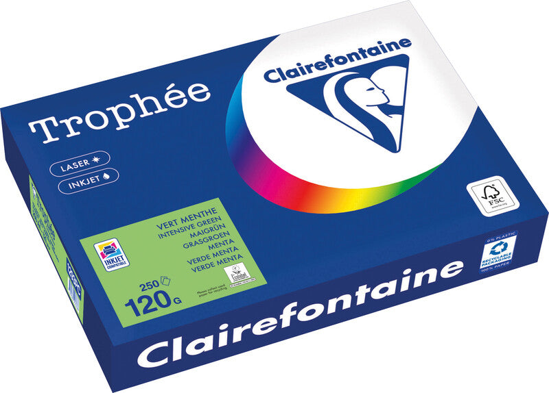 Clairefontaine Kopierpapier – A4, 120 g/m², Maigrün – für Inkjet/Laser/Kopierer – FSC, EU Ecolabel – 250 Blatt