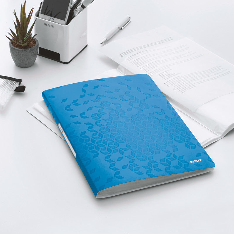 Leitz WOW Sichtbuch, für A4, 20 Hüllen – PP – Blau, metallisch