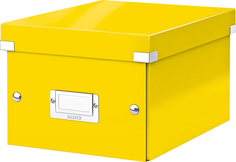Leitz Click&Store Aufbewahrungsbox A5 – mit Beschriftungs-Etikette, 200 × 148 × 250 mm, gelb, Karton