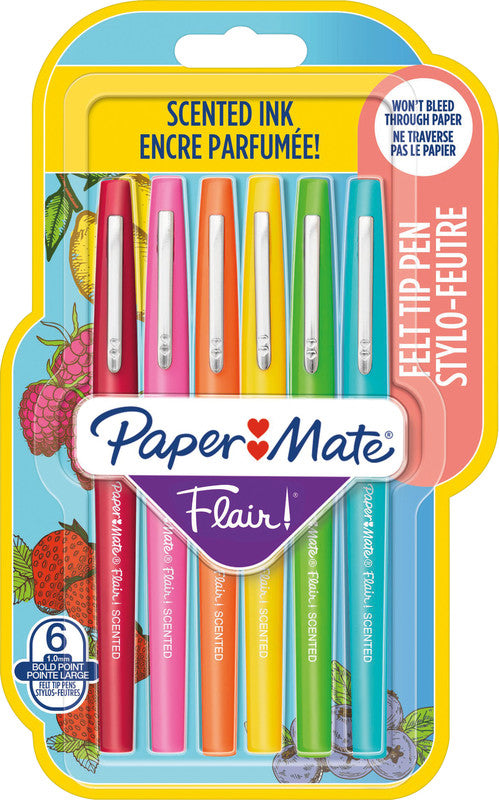 Papermate Filzstifte Flair, Strichbreite 0,7 mm, duftend, 6 Farben