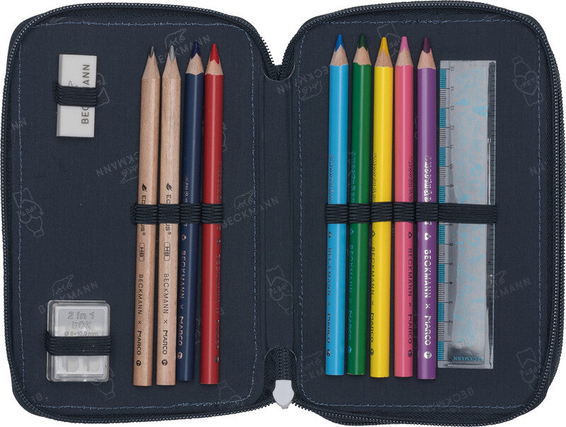 Beckmann Classic Etui Triple, gefüllt – Tech Rex – Kunststoff – 13 × 20,5 × 7 cm