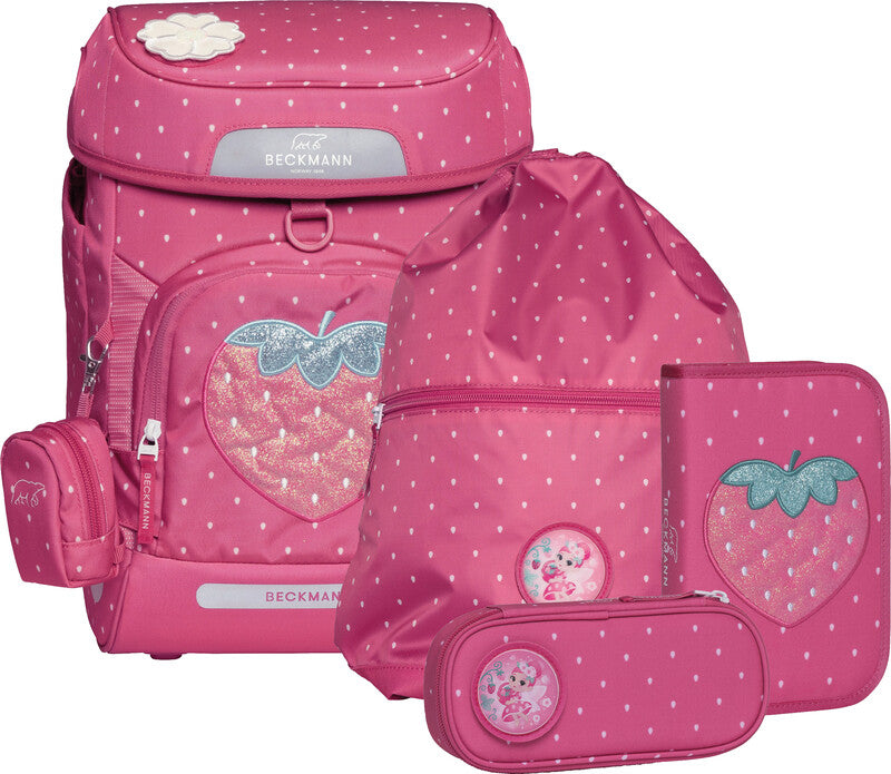 Beckmann Schulrucksack Plus Air – 6-teilig – Strawberry