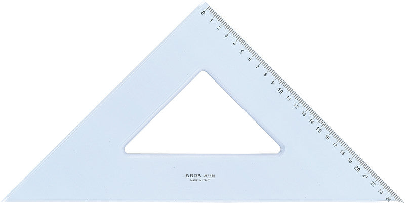 ARDA Wandtafel-Winkel 45° – Hypotenuse 35 cm, Kunststoff, Transparent, Skalenfarbe Schwarz