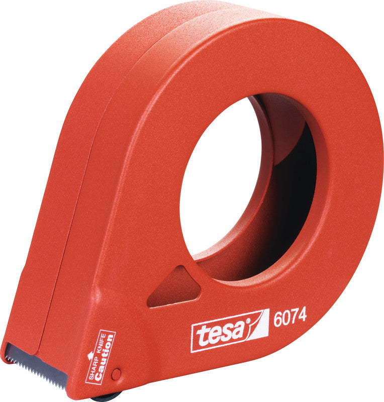 tesa Verpackungsbandabroller – für Rollenbreite bis 38 mm, für Bandlänge bis 66 m, mit Bremse, Metallmesser