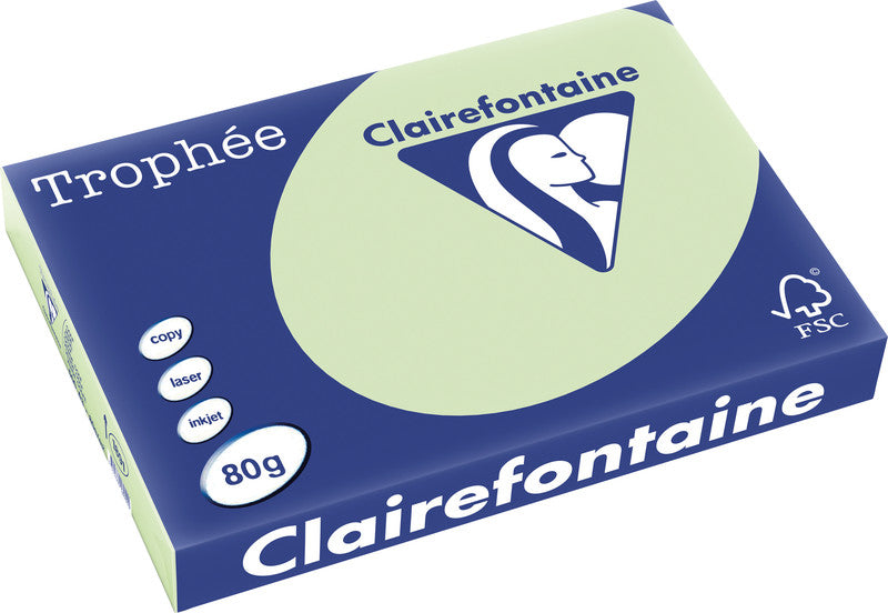 Clairefontaine Kopierpapier – A3, 80 g/m², jadegrün – für Inkjet/Laser/Kopierer – FSC, EU Ecolabel – 500 Blatt